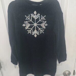 Childrens Place 4t Navy Sparkle Snowflake Sweater Dress